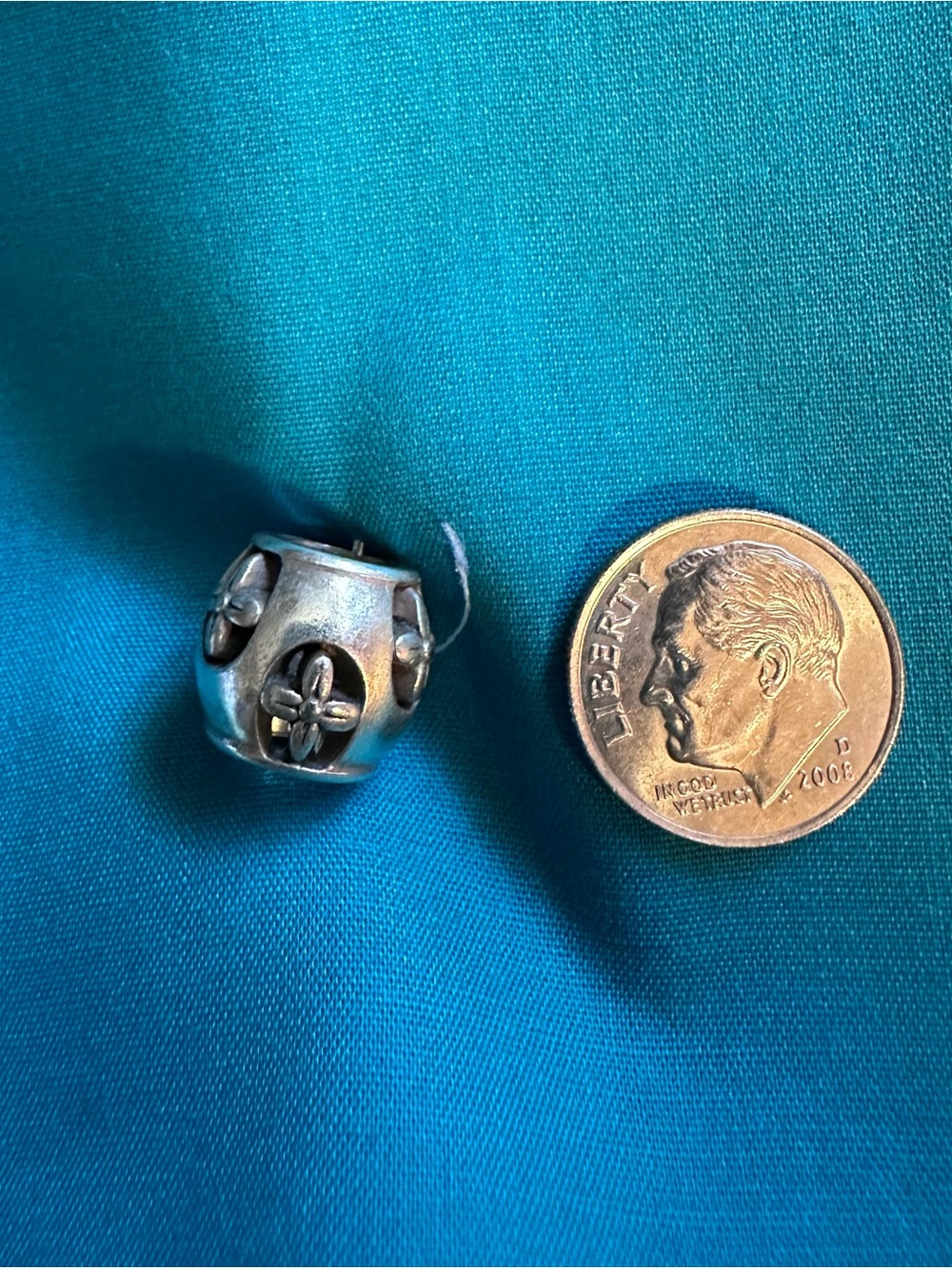 Brighton Silver Floral Spacer Bead on Teal